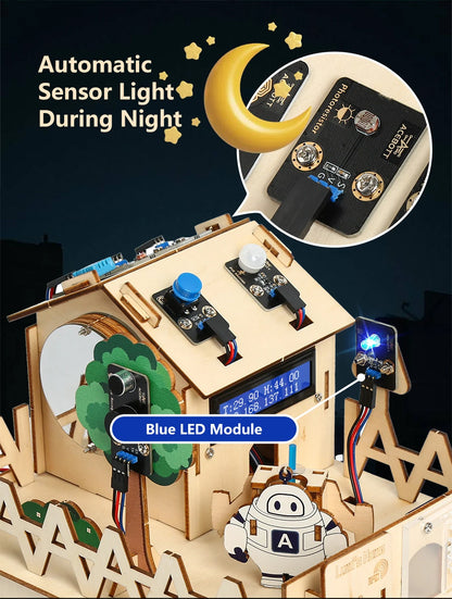 ACEBOTT Smart Home STEM STEAM Starter Kit Wooden House IoT Wifi Blockly Programming for ESP32 Arduino - ShoreCo.Shop