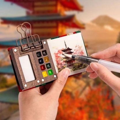 1pc Art Supplies Sketchbook Palette Mini Walnut Wood Watercolor Palette Portable Paint Box With Clip Travel Painting Paint Tray    Home Decor Supply | Online Retail | ShoreShopper.com