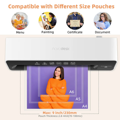 Deli 9in Max Width Thermal Laminator with 20 A4 Pouches, Quick Warm-Up, Never Jam, Desktop Laminator for Home Office Use    Home Decor Supply | Online Retail | ShoreShopper.com