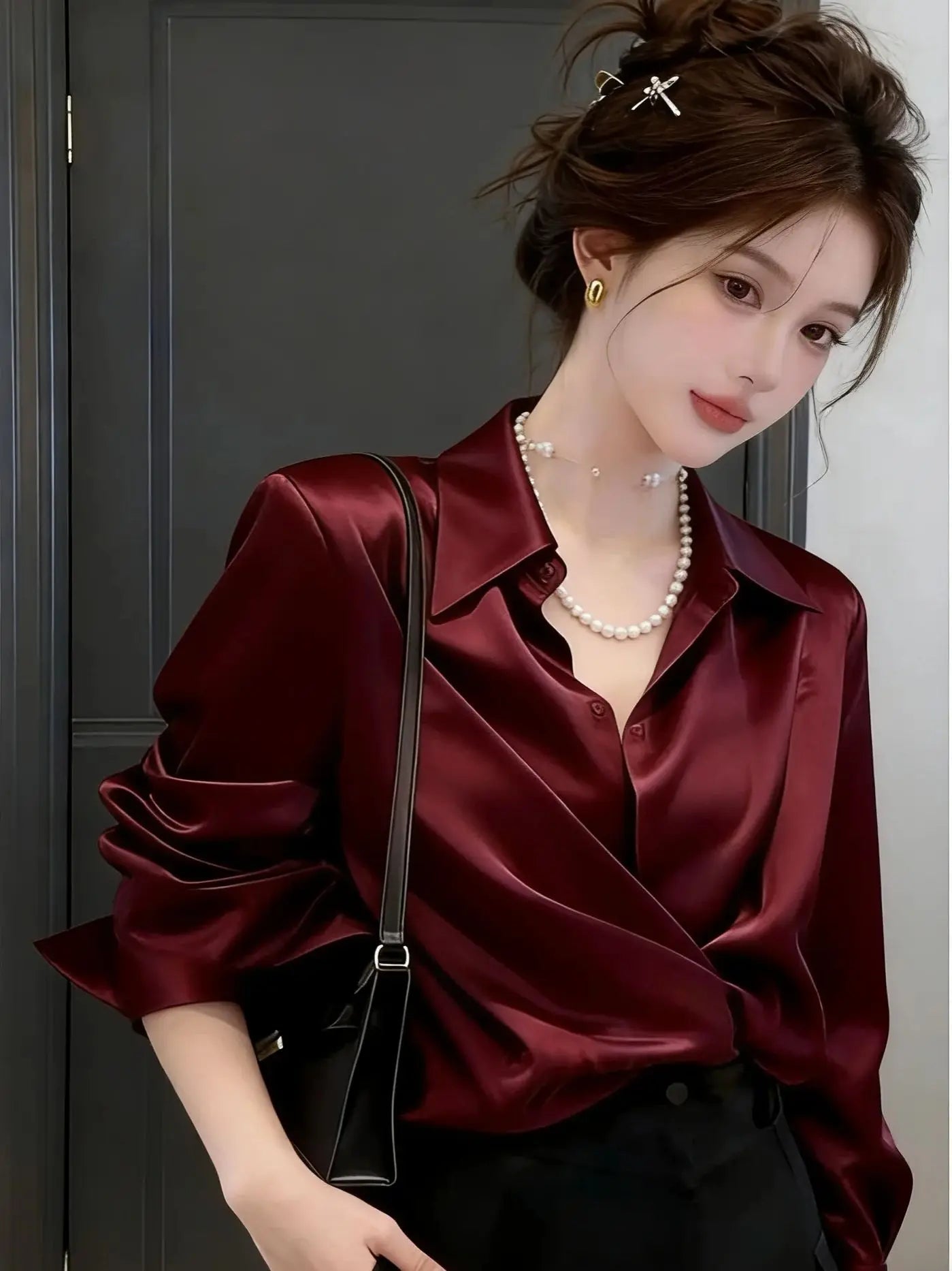 Women's Shirts & Blouses Spring Summer New Long Sleeve Button Up White Satin Top Thin Office Lady Work Wear Female Clothing Hot    Your Coastal Marketplace | Shoreshopper.com