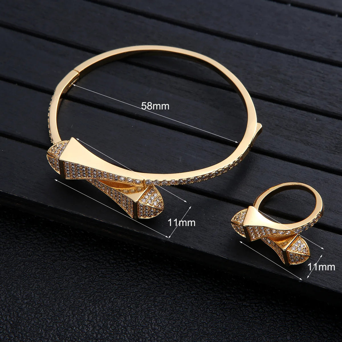 New jerseis Women's Fashion 2 Pcs Bracelet & Ring Set مجموعات المجوهرات Resin Simple Design Gold Open Cuff Bangle Jewelry Set    Home Decor Supply | Online Retail | ShoreShopper.com