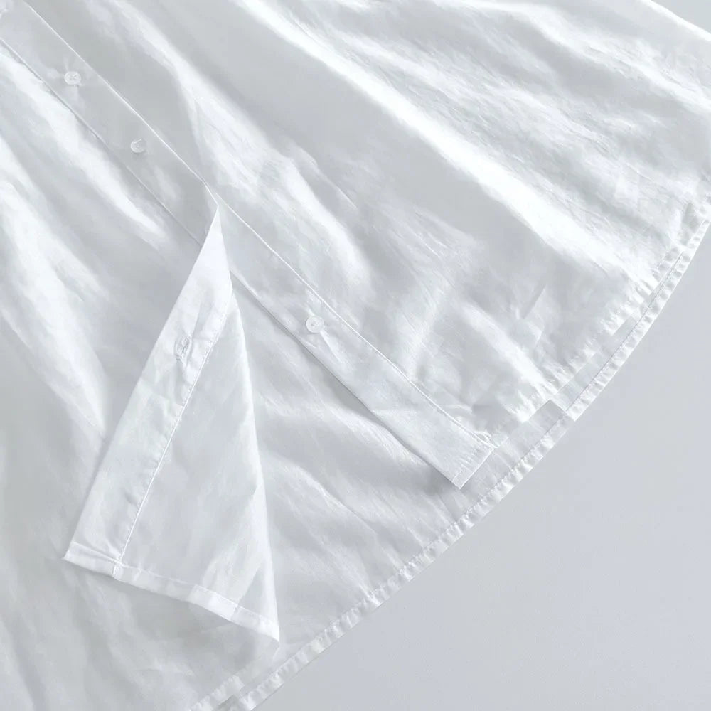 Women's Shirt Long Sleeve Turn-down Collar Sexy See-through Loose Button Women Shirts Beach Style Simple Solid Color Casual Tops    Your Coastal Marketplace | Shoreshopper.com