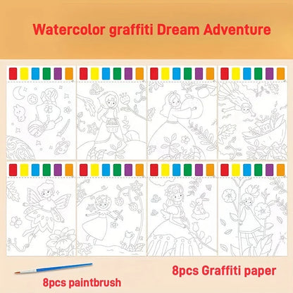 A Set of Art Tools, Including 8 Pieces of Art Paper, 8 Brushes,and 6 Colors of Paint,Suitable for Students and DIY Handmade Sets    Home Decor Supply | Online Retail | ShoreShopper.com