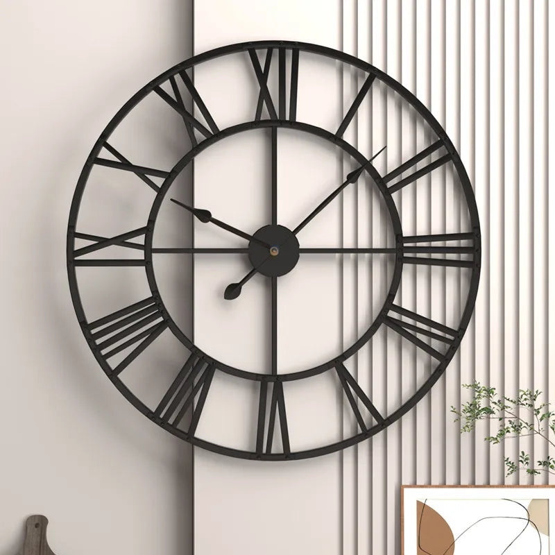 60CM Large 3D Wall Clocks Roman Numerals Retro Round Metal Iron Accurate Silent Nordic Hanging Ornament Living Room Decoration    Home Decor Supply | Online Retail | ShoreShopper.com