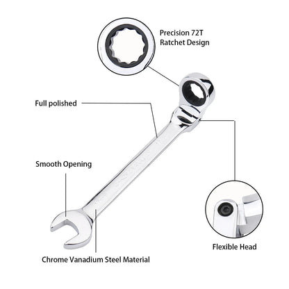Ratchet Wrench of Keys Spanner Set Hand Tool 72-Tooth Ratcheting Flexible Head Mirror Finish 6mm-27mm Auto and Home Repair 1 pcs    Home Decor Supply | Online Retail | ShoreShopper.com