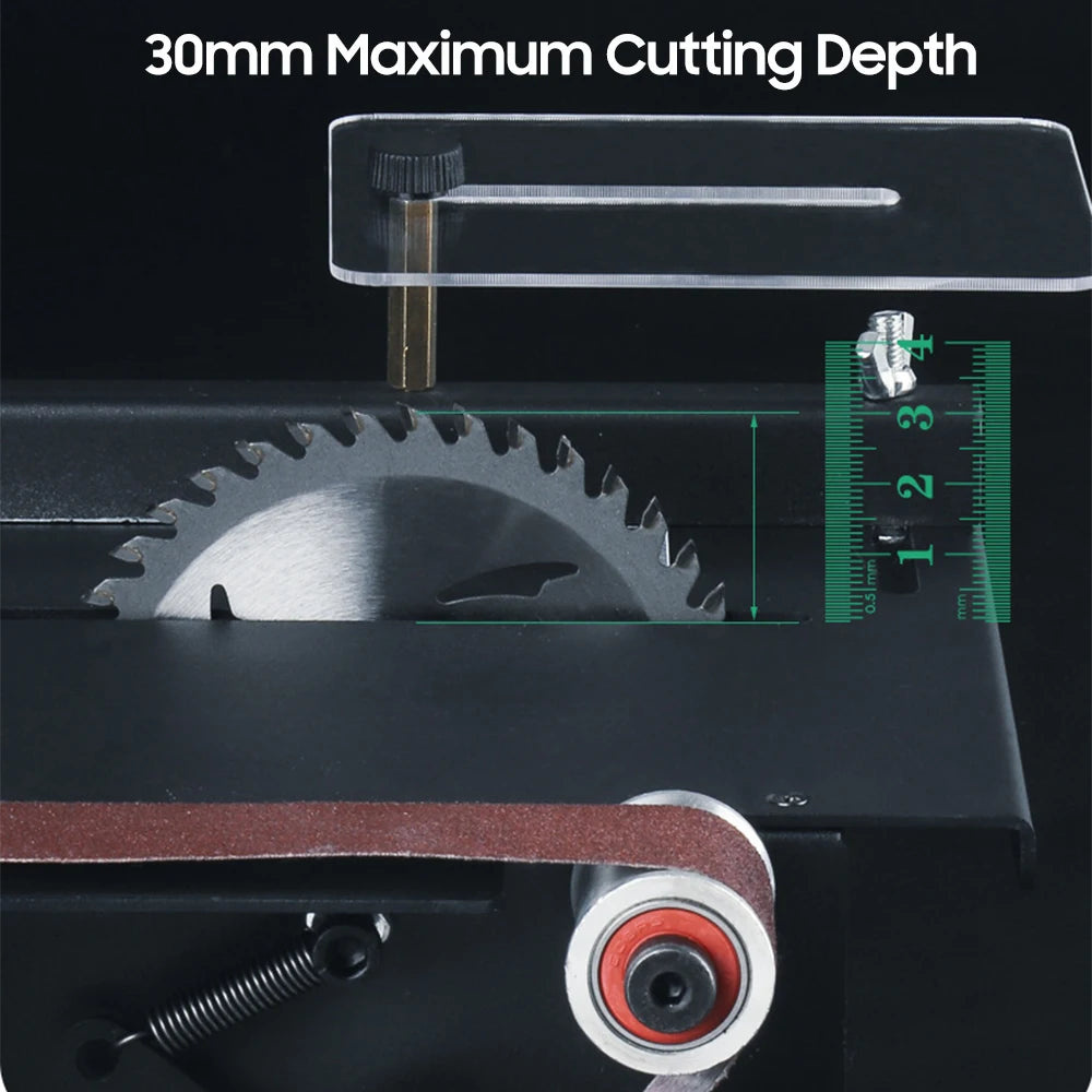 200W Circular Table Saw Mini Bench Saw and Belt Sander Variable Speed 30mm Cutting Depth for Wood Plastic Stone Metal Knife - ShoreCo.Shop