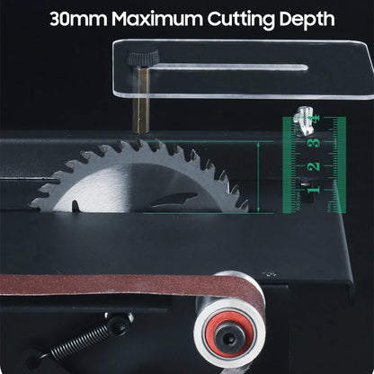 200W Circular Table Saw Mini Bench Saw and Belt Sander Variable Speed 30mm Cutting Depth for Wood Plastic Stone Metal Knife - ShoreCo.Shop