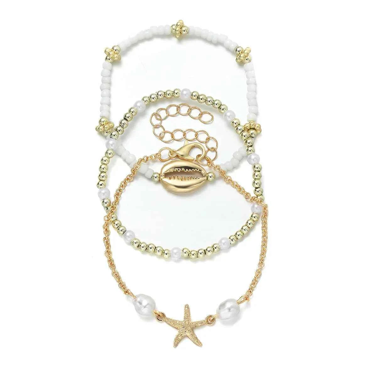 3Pcs Summer Shell Bracelet Set for Women Bohemia Starfish Charm Pearl Seed Beads Party Summer Beach Jewelry Pulseras Mujer