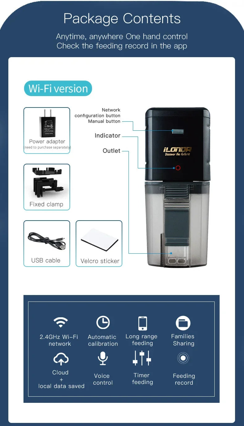 Automatic Aquarium Fish Tank Feeder Timing/Wifi Wireless Smart Phone App Intelligent Speaker Voice Remote Control Fish Feeding - ShoreCo.Shop