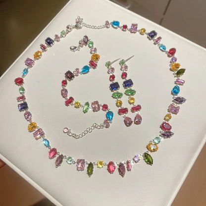 Brand 18K Gold Plated New Luxury Colourful Crystal Zircon Necklace For Women Fashion Party Jewelry Accessories Ladies Jewellery    Home Decor Supply | Online Retail | ShoreShopper.com