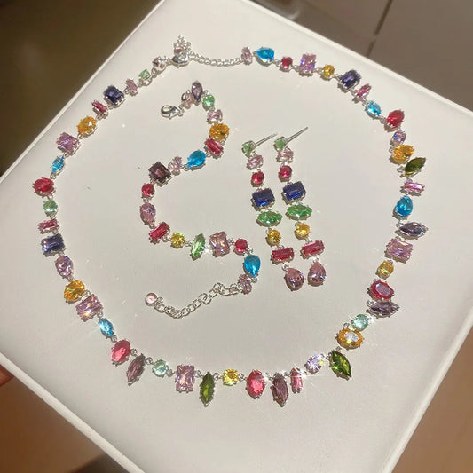 Brand 18K Gold Plated New Luxury Colourful Crystal Zircon Necklace For Women Fashion Party Jewelry Accessories Ladies Jewellery    Home Decor Supply | Online Retail | ShoreShopper.com