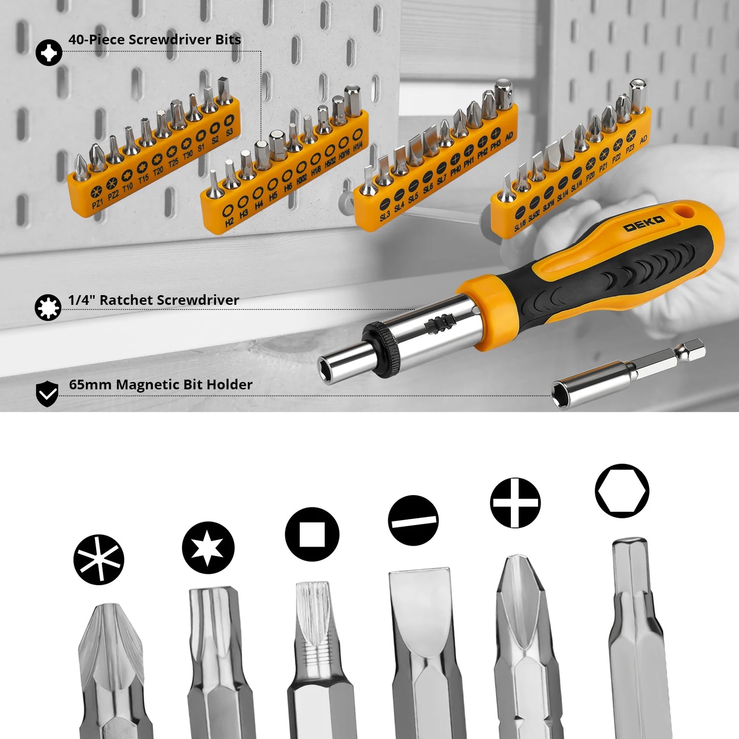 DEKO 228Pcs Socket Wrench Auto Repair Tool Combination Package Mixed Tool Set Hand Tool Kit with Plastic Toolbox Storage Case - ShoreCo.Shop