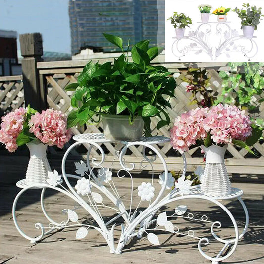 2PCS Rustproof Metal Plant Stand 4 Potted Flower Display Rack Shelf for Garden Balcony Office White and Black    Home Decor Supply | Online Retail | ShoreShopper.com