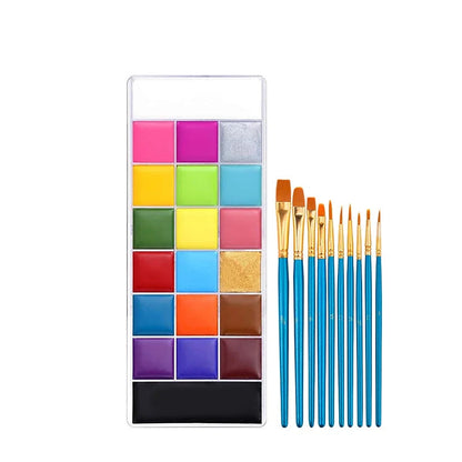 20 Colors Face Body Oil Painting Paint Pigment Non Toxic Safe Kids Flash Tattoo Painting with Brush Art Halloween Cosplay Party    Home Decor Supply | Online Retail | ShoreShopper.com