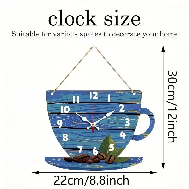 Coffee Cup Shaped Wooden Silent Hanging Wall Clock,Wood Grain Design Suitable For Living Room,Study Room,Bedroom,Home Decoration    Home Decor Supply | Online Retail | ShoreShopper.com