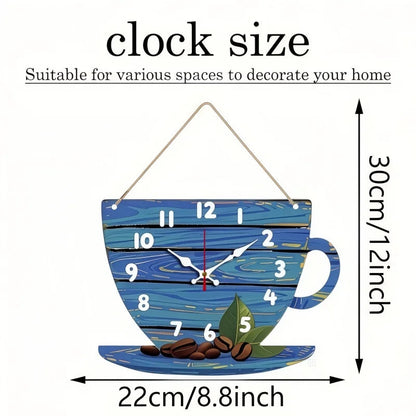 Coffee Cup Shaped Wooden Silent Hanging Wall Clock,Wood Grain Design Suitable For Living Room,Study Room,Bedroom,Home Decoration    Home Decor Supply | Online Retail | ShoreShopper.com