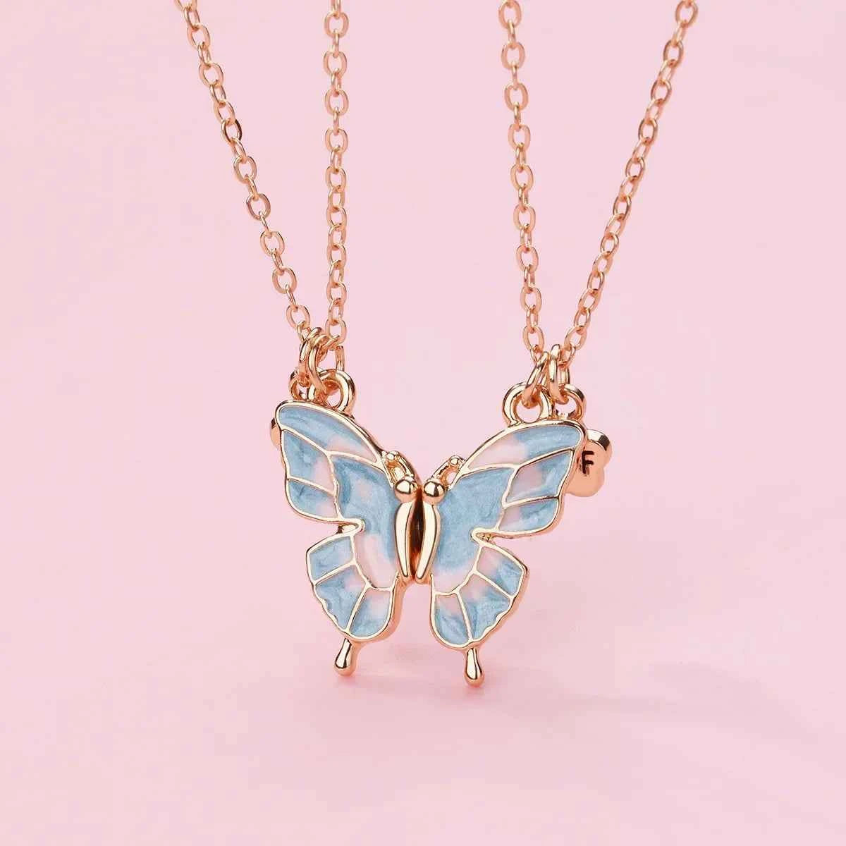 Best Friends Pendant Necklace For Woman Girls Magnetism Sequin Couple Crystal Chain Choke BFF Friendship Forever Jewelry Gift