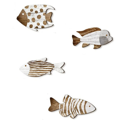 Marine Style Wooden Fish Wall Decor School of Fish Rustic Carving Fish Pendant Handcrafted Ocean Theme Nautical Wall Art    Your Coastal Marketplace | Shoreshopper.com