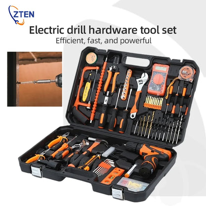 160/136/115/63 PC Lithium Drill Household Multifunctional Hardware Tool Manual Daily Electrician Woodworking Maintenance Toolbox - ShoreCo.Shop