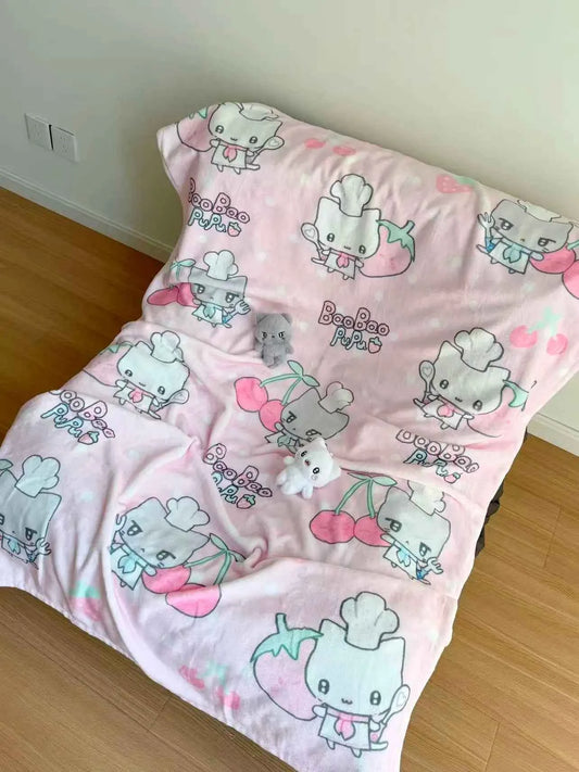 Cute pink blanket Plush Blanket Soft Flannel All-Season Couch for Home Office Iconic Character Art Warm Stylish for Living Room