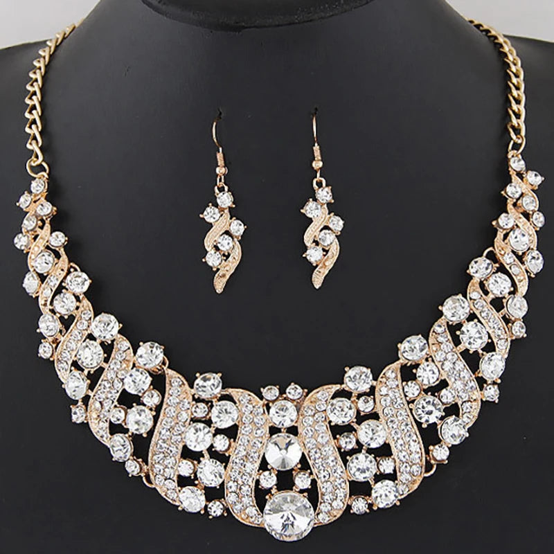Romantic 2 Pieces/set Wedding Jewelry Set Shiny Crystal Bridal Jewelry Set Ladies Necklace Earrings    Home Decor Supply | Online Retail | ShoreShopper.com