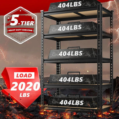2020LBS Storage Shelves 5 Tier Garage Shelving Heavy Duty Adjustable Garage Shelves, 35.5" W x 11.9" D x 72" H, Black    Home Decor Supply | Online Retail | ShoreShopper.com