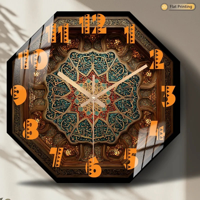 2D-Flat Distinctive Islamic Calligraphy Octagon Intricate Geometric Wall Clock for Office Kitchen Halloween Mother's Day Gifts    Home Decor Supply | Online Retail | ShoreShopper.com