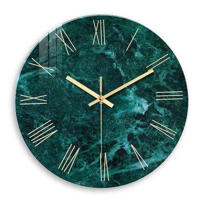 Creative Stylish Dark Green Marble Texture Pattern Tempered Glass Wall Clock Living Room Bedroom Kitchen Home Decoration Wall Clock Silent Quartz Clock Holiday Gift 12 Inches 14 Inches 16inch (Without Batteries)    Home Decor Supply | Online Retail | ShoreShopper.com