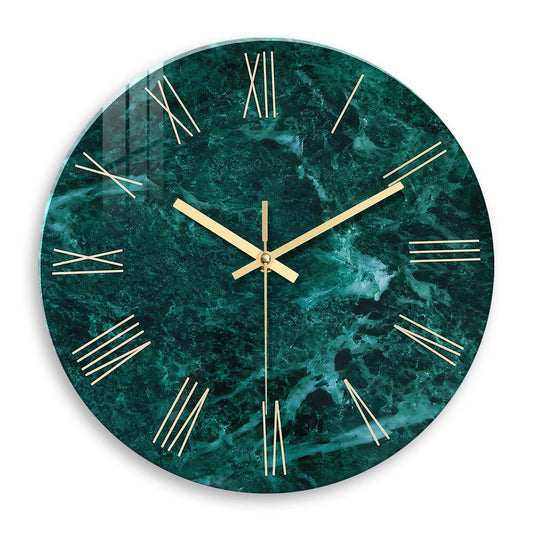 Creative Stylish Dark Green Marble Texture Pattern Tempered Glass Wall Clock Living Room Bedroom Kitchen Home Decoration Wall Clock Silent Quartz Clock Holiday Gift 12 Inches 14 Inches 16inch (Without Batteries)    Home Decor Supply | Online Retail | ShoreShopper.com