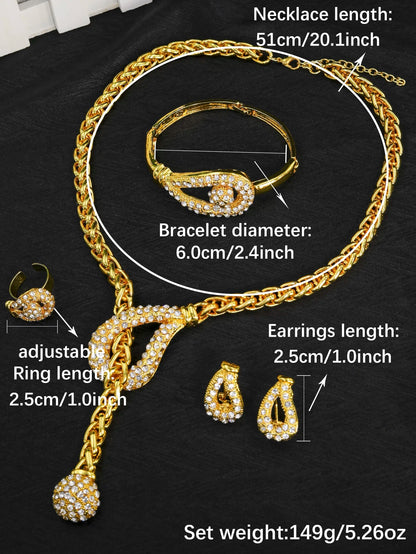 Dubai 24K Gold Plated Gold Women Jewelry Sets Classic Design Necklace Earrings Charm Bracelet Ring Banquet Party Jewelry    Home Decor Supply | Online Retail | ShoreShopper.com