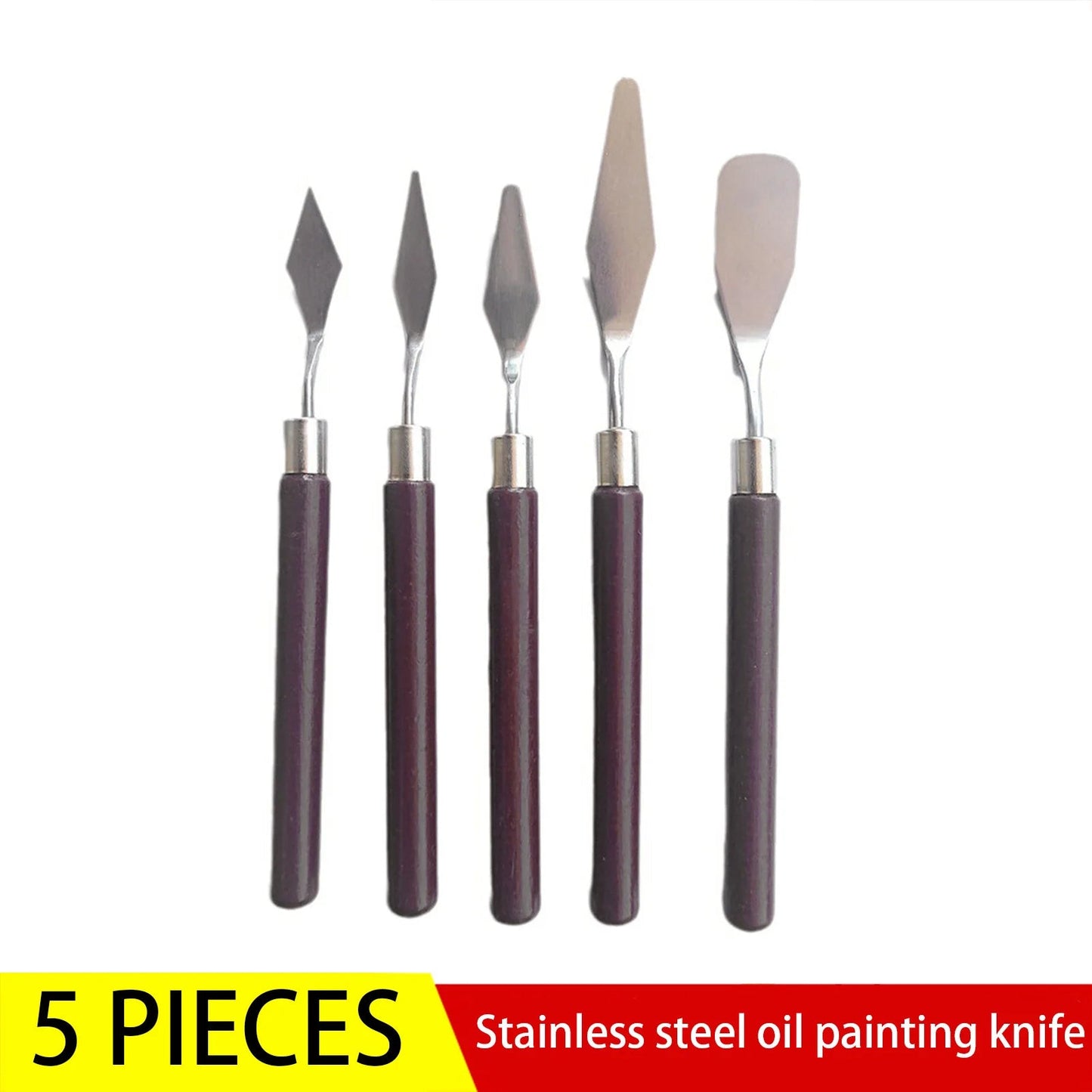 5pcs Art Oil Painting Scraper Paint Scraper Wooden Handle Palette Knife Set for Gouache Oil Painting Learners    Home Decor Supply | Online Retail | ShoreShopper.com