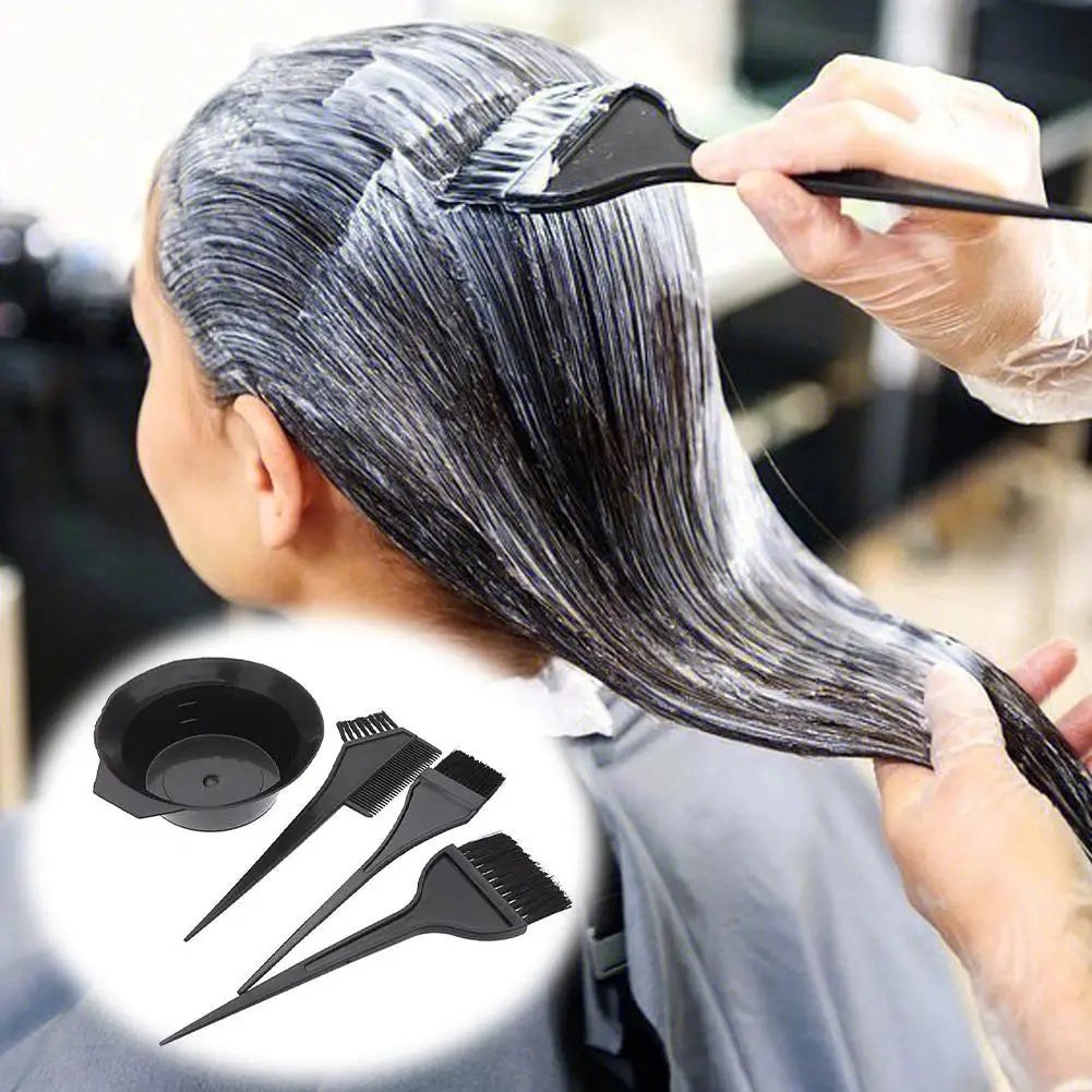 4Pcs Home Salon Hair Dyeing Brush Set Hair Dyeing Cream Bowl Coloring Brush Comb Kits Hair Tint Applicator Barber Styling Tool - ShoreCo.Shop