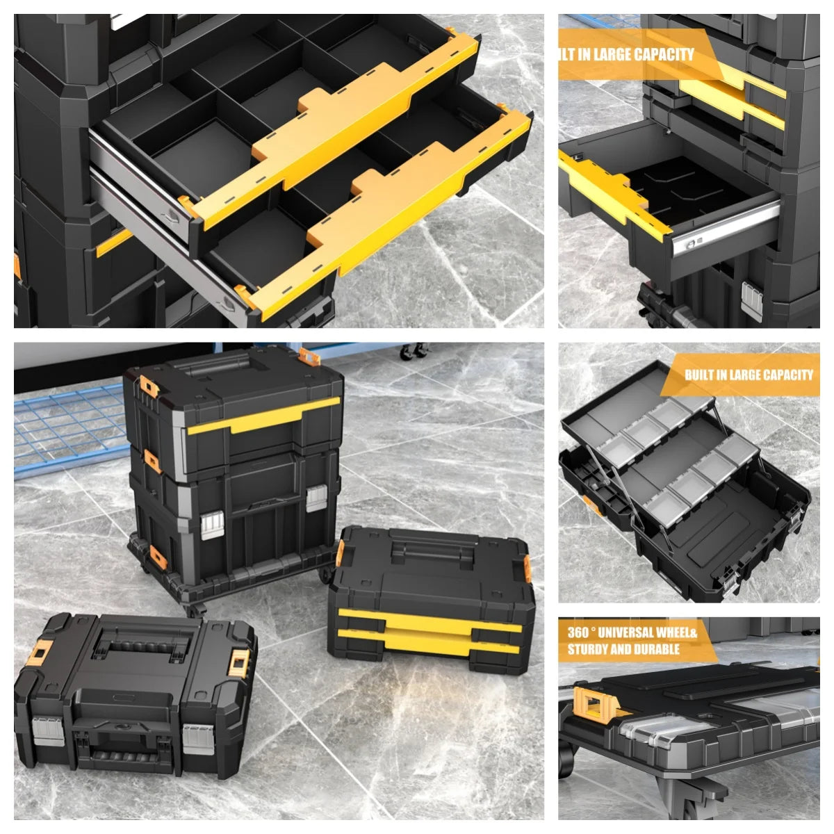 AIRAJ MultiFunctional Tier Stackable Rolling Plastic Portable Folding Tool Storage Box , Suitable for Garage Storage    Home Decor Supply | Online Retail | ShoreShopper.com
