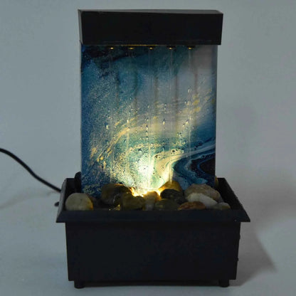 3V USB Marble Water Fountain Ornaments LED Tabletop Fountain with Stones for Home Office Table Decoration Desktop Water Fountain