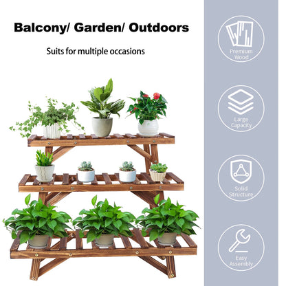 Large 3 Tier Step Plant Stand Wood Ladder Shelf Garden Display for Patio Indoor Outdoor Flower Pot Shelf    Home Decor Supply | Online Retail | ShoreShopper.com