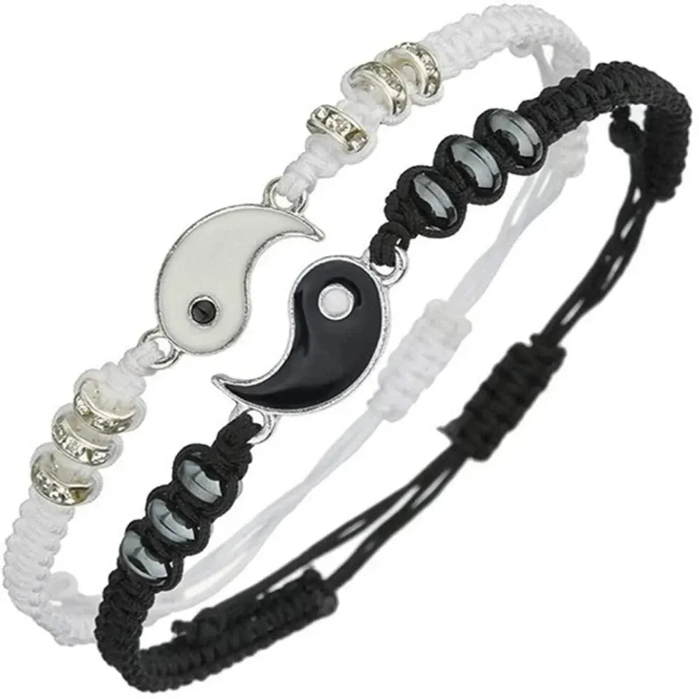 2 PC Jewelry Set Couple Black White Tai Chi Bracelet Rope Adjustable Chain Set Simple Style Daily Wear Jewelry    Home Decor Supply | Online Retail | ShoreShopper.com