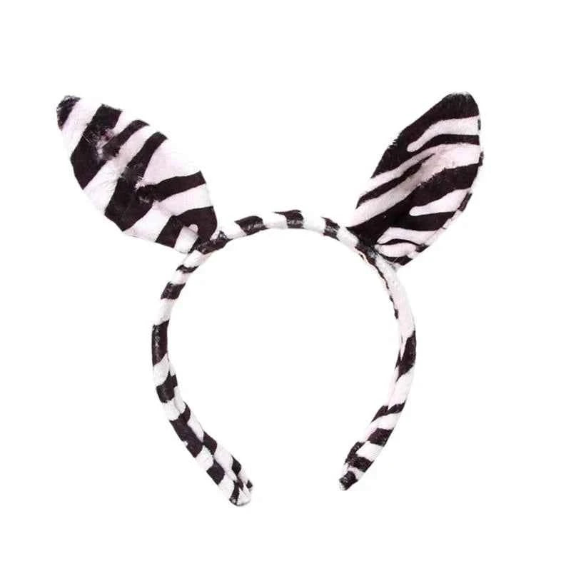 652F Halloween Zebras Ear Headbands Cosplay Zebras Ear Headwear Hairbands Headwear Halloween Hairbands Birthday Party