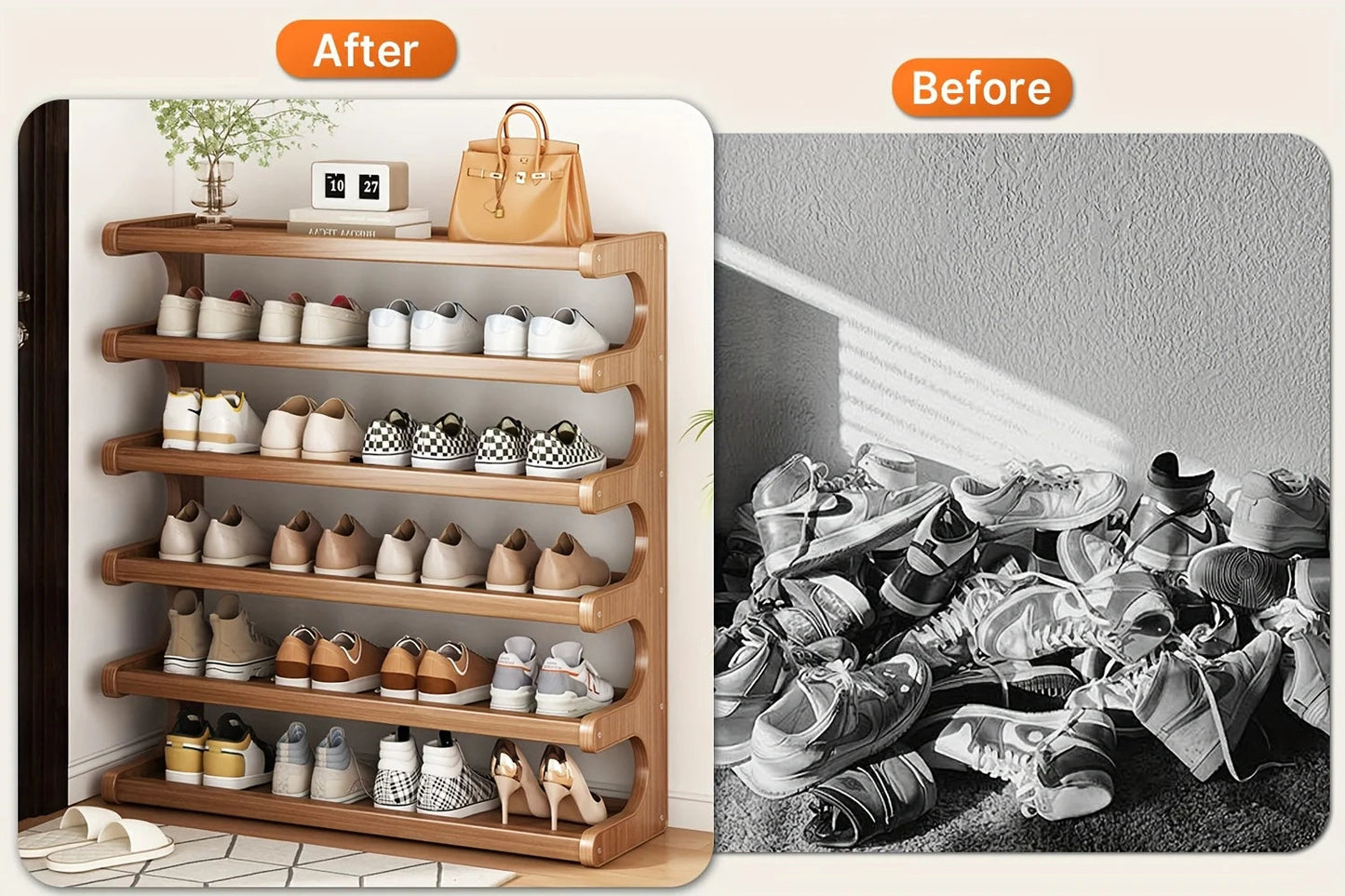 Multi-Tier Shoe Storage Rack, Compact Space-Saving Easy Assembly, Square Shelves for Entryway Dorms Apartments Home Desk Drawer    Home Decor Supply | Online Retail | ShoreShopper.com