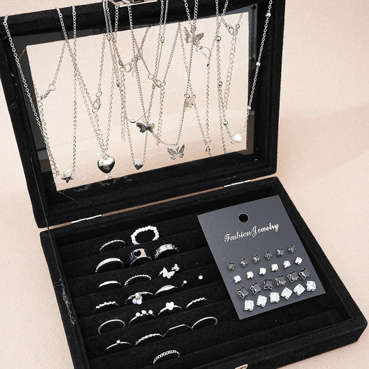 51 Pcs/Set Silver Color Chic Jewelry Set For Women Fashion Butterfly Heart Pearl Necklaces, Earrings, Rings, Match Daily Outfits    Home Decor Supply | Online Retail | ShoreShopper.com