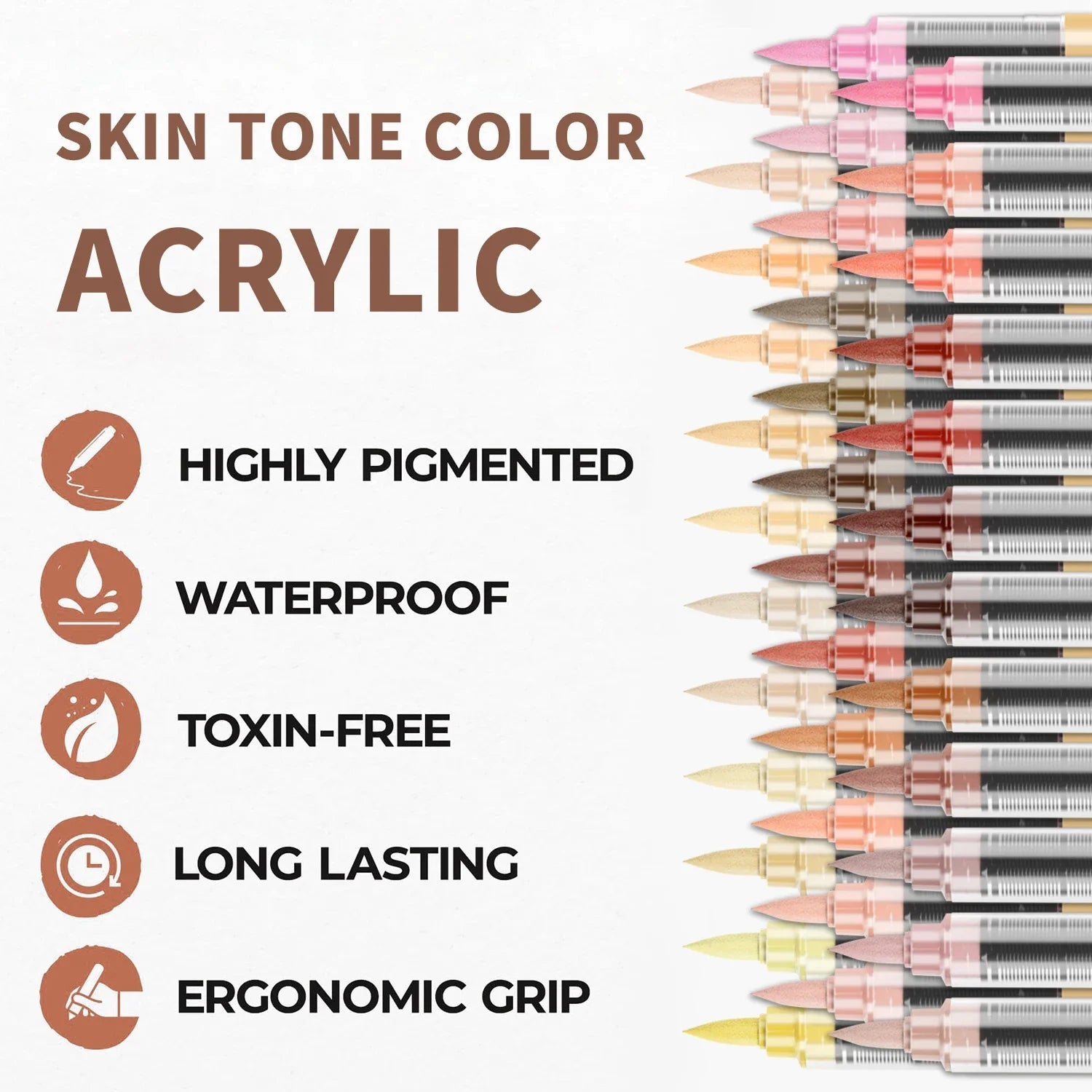 Skin Tones Art Markers,Soft Brush Tip Acrylic Paint Pens,Quick-Drying Waterproof for Sketching,Wood,Glass,Fabric,Rocks Painting    Home Decor Supply | Online Retail | ShoreShopper.com