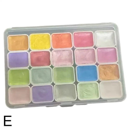 20 Colors Pearlescent Solid Watercolor Painting Set Portable Box Shiny Metal Painting Art Supplies Pigment Palette Drawing Tools    Home Decor Supply | Online Retail | ShoreShopper.com