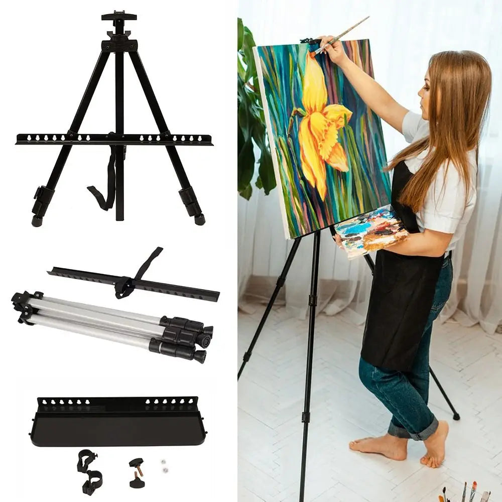 Adjustable Sketching Easel Black Silver Aluminum Alloy Sketch Drawing Easel Triangle Tool Shelf Travel Easel Art Supplies    Home Decor Supply | Online Retail | ShoreShopper.com