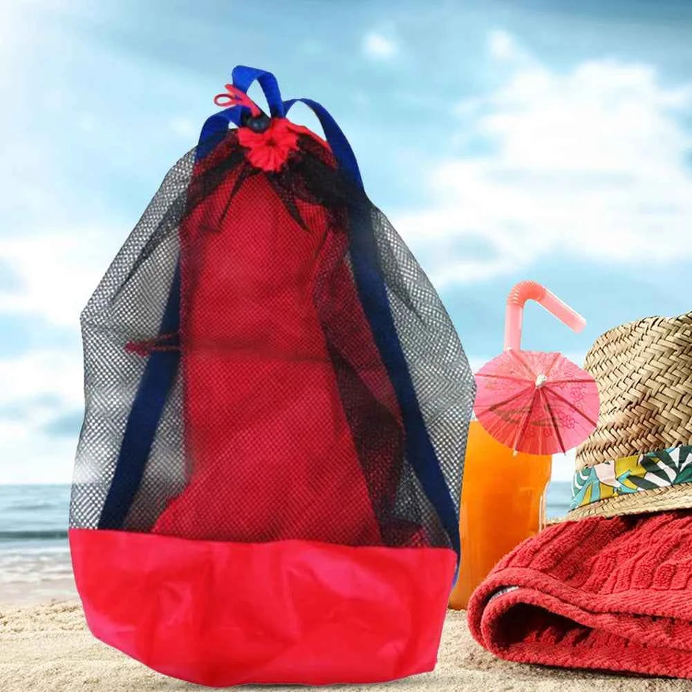 Beach Mesh  Storage Bag Swimming Pool Park Children Kids Sand Play Net Bag
