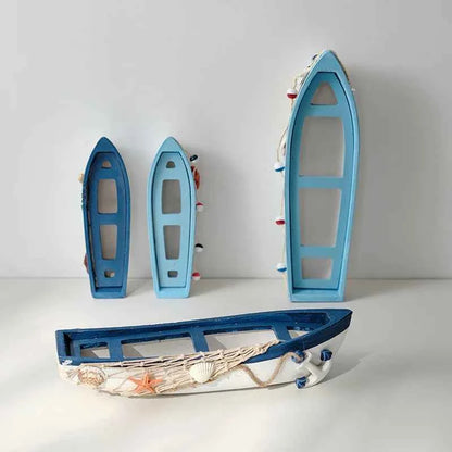 Mediterranean Wooden Boat Ornament Crafts Children's Room Office Home Decoration Wooden Sea Theme Home Decor