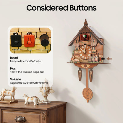 Wall Mount Clock Cuckoo Clock, Wood Cuckoo-Clock 7:00-21:00 Chime Time 25*10*50cm Pointers+Time Scales Display    Home Decor Supply | Online Retail | ShoreShopper.com