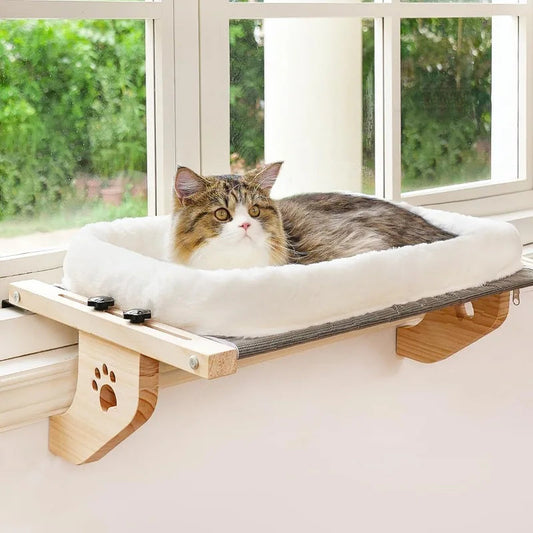 Cat Sill Window Perch Sturdy Hammock Window Seat with Cushion Bed Cover, Wood & Metal Frame for Large Cats, Easy to Adj    Home Decor Supply | Online Retail | ShoreShopper.com
