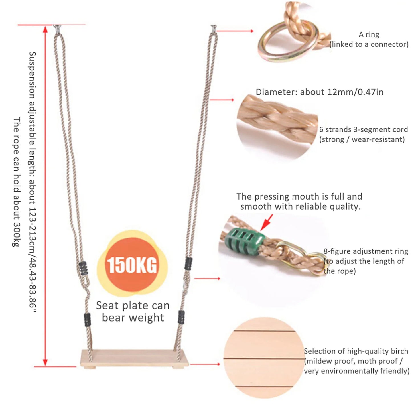 High-Quality Polished Four-Board Anti-Corrosion Wood Swing Outdoor Indoor Pastoral Wooden Swing for Adults Children    Home Decor Supply | Online Retail | ShoreShopper.com