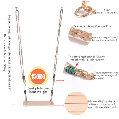 High-Quality Polished Four-Board Anti-Corrosion Wood Swing Outdoor Indoor Pastoral Wooden Swing for Adults Children    Home Decor Supply | Online Retail | ShoreShopper.com
