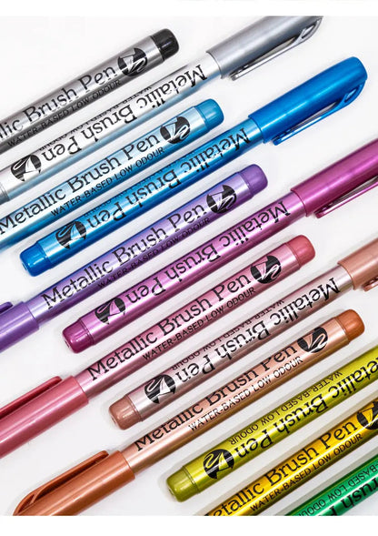 12 Colors Brush Metallic Paint Markers Pens for Rock Painting Stone Ceramic Wood Fabric Pebbles Scrapbook Journals Photo Albums    Home Decor Supply | Online Retail | ShoreShopper.com