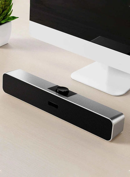 B Computer Speakers with 3.5 mm Aux, Small PC Speakers Powered by USB, USB Soundbar for Monitor，Wired USB Desktop Speaker,